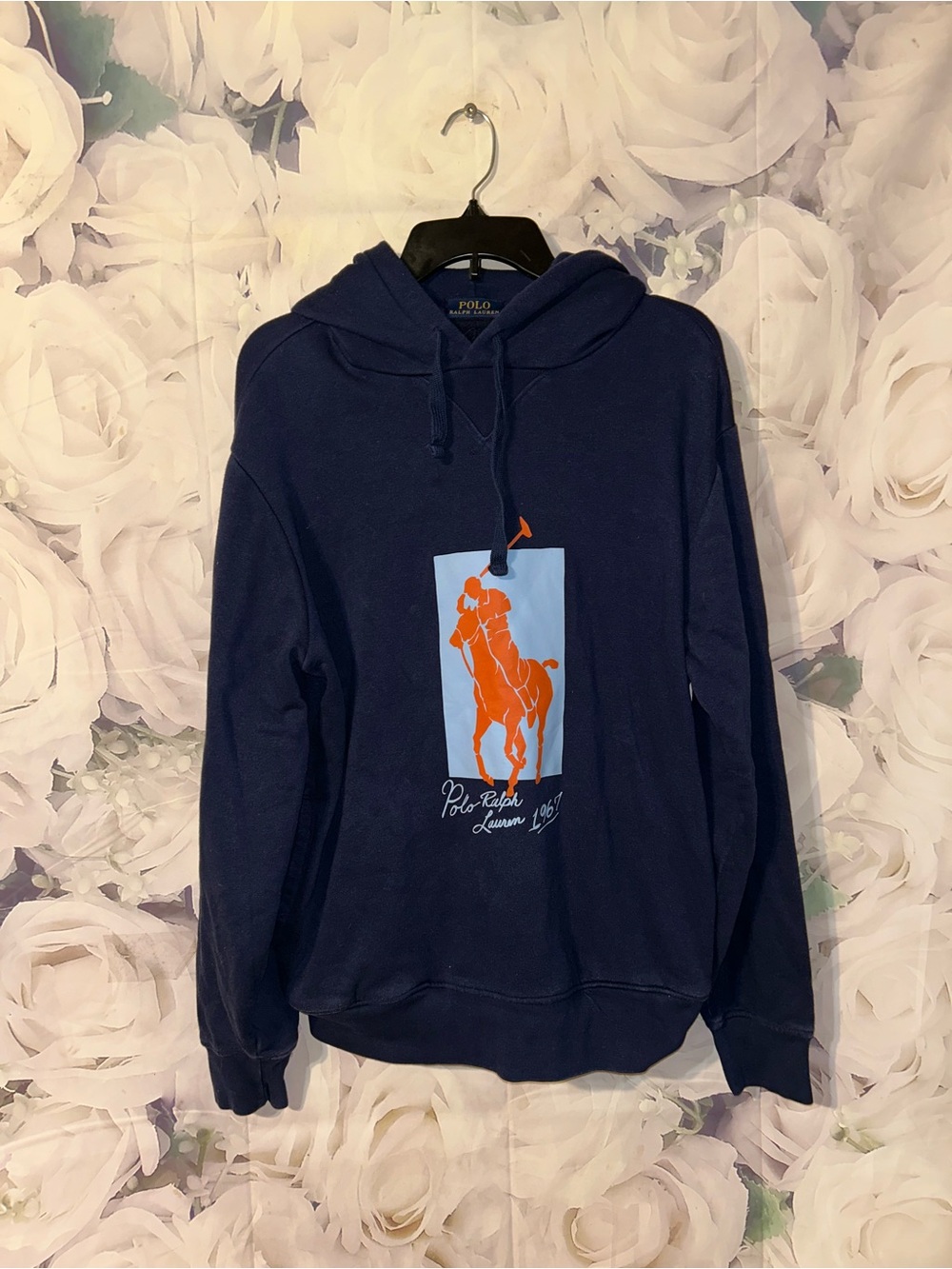 Polo Ralph Lauren Big Pony 1967 Pullover Hoodie Blue Mens Size Medium - Picture 2 of 6